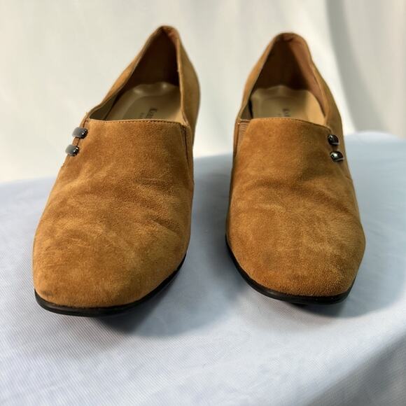 New! Suede Karen Scott Riley brown slip on heeled loafer size 6.5 - Picture 3 of 7